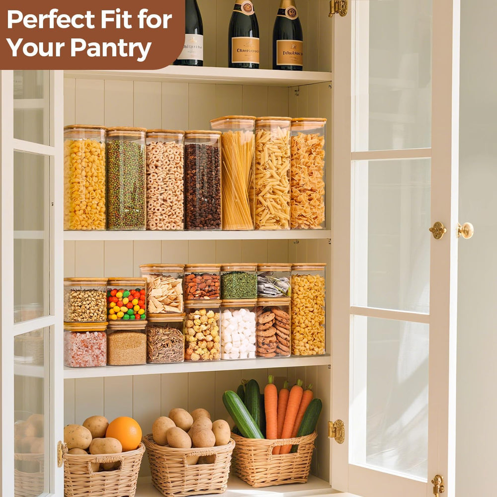 ComSaf Glass Storage Containers with Lids 1.2 Qt, Set of 6 Food Storage Jar