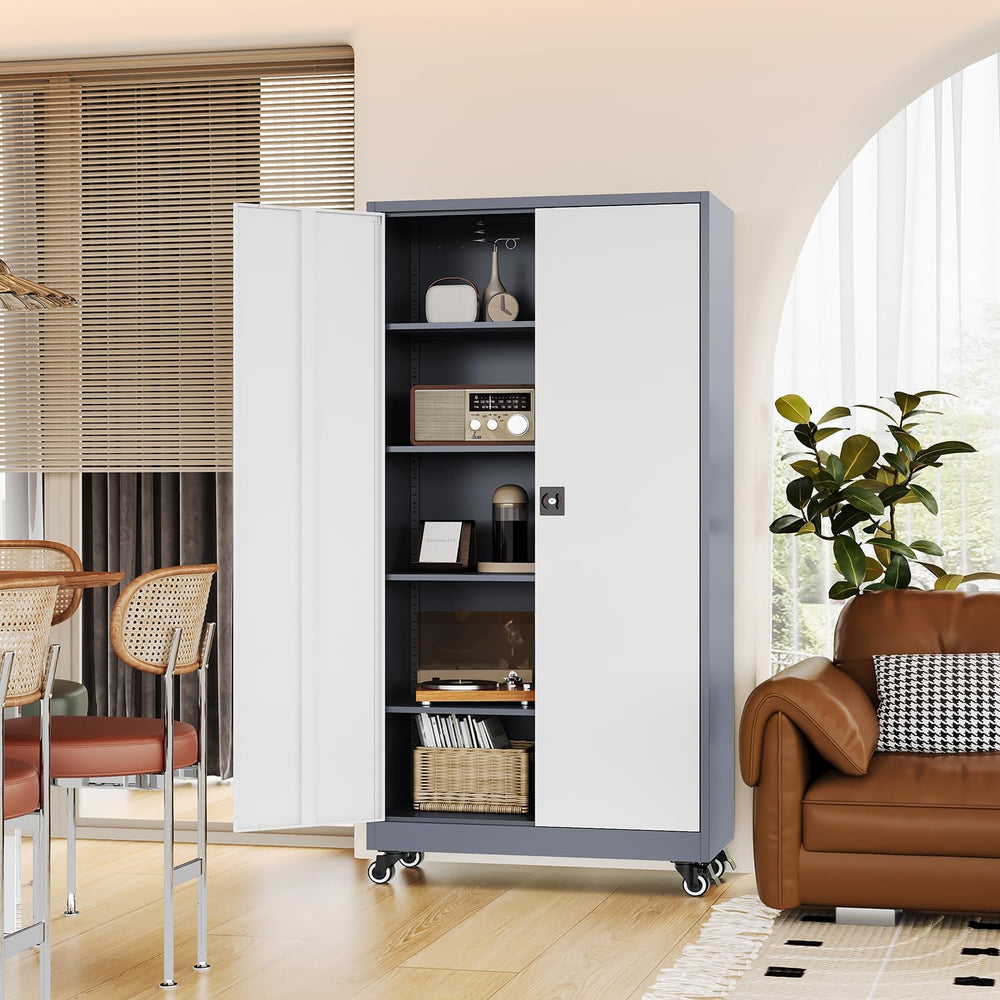 Fesbos Metal Rolling Storage Cabinet-74.6” Tall Steel File Cabinets with Whee...
