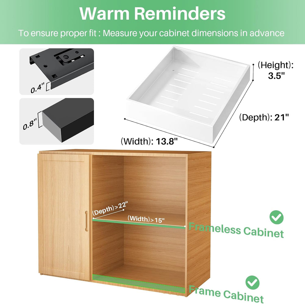 Pull out Cabinet Organizer, 21"Deep, Heavy Duty Full-Extension Slide out...
