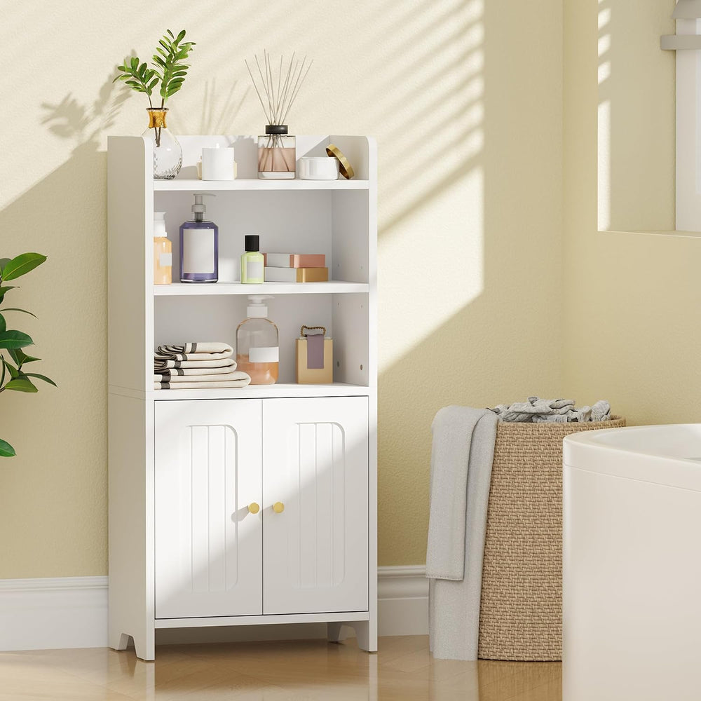 Small Bathroom Storage Cabinet, Bathroom Floor Cabinet with 2 Door, White