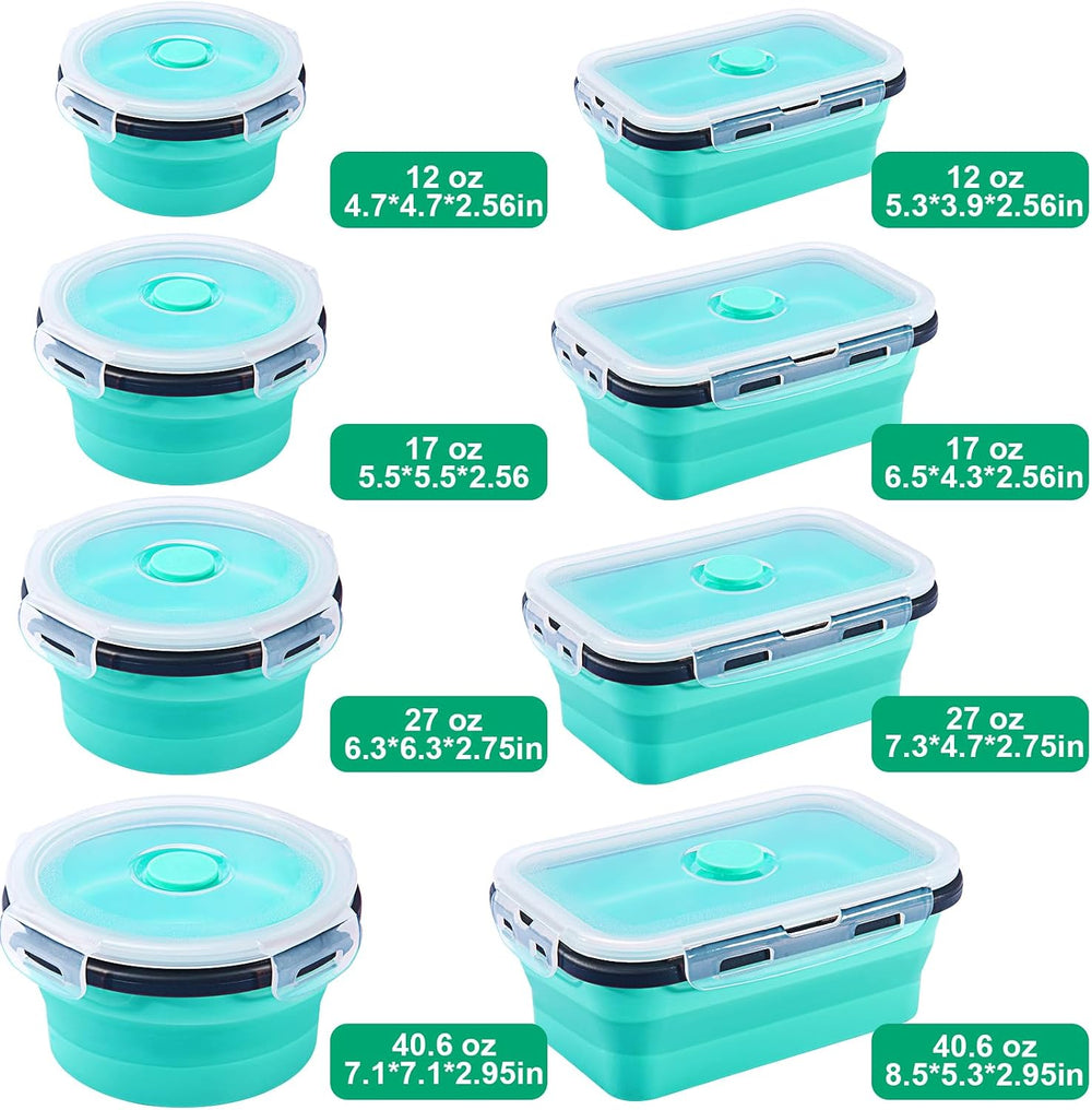 Sudaya 8 Pack Collapsible Food Storage Containers With Lids, Collapsible Stor...