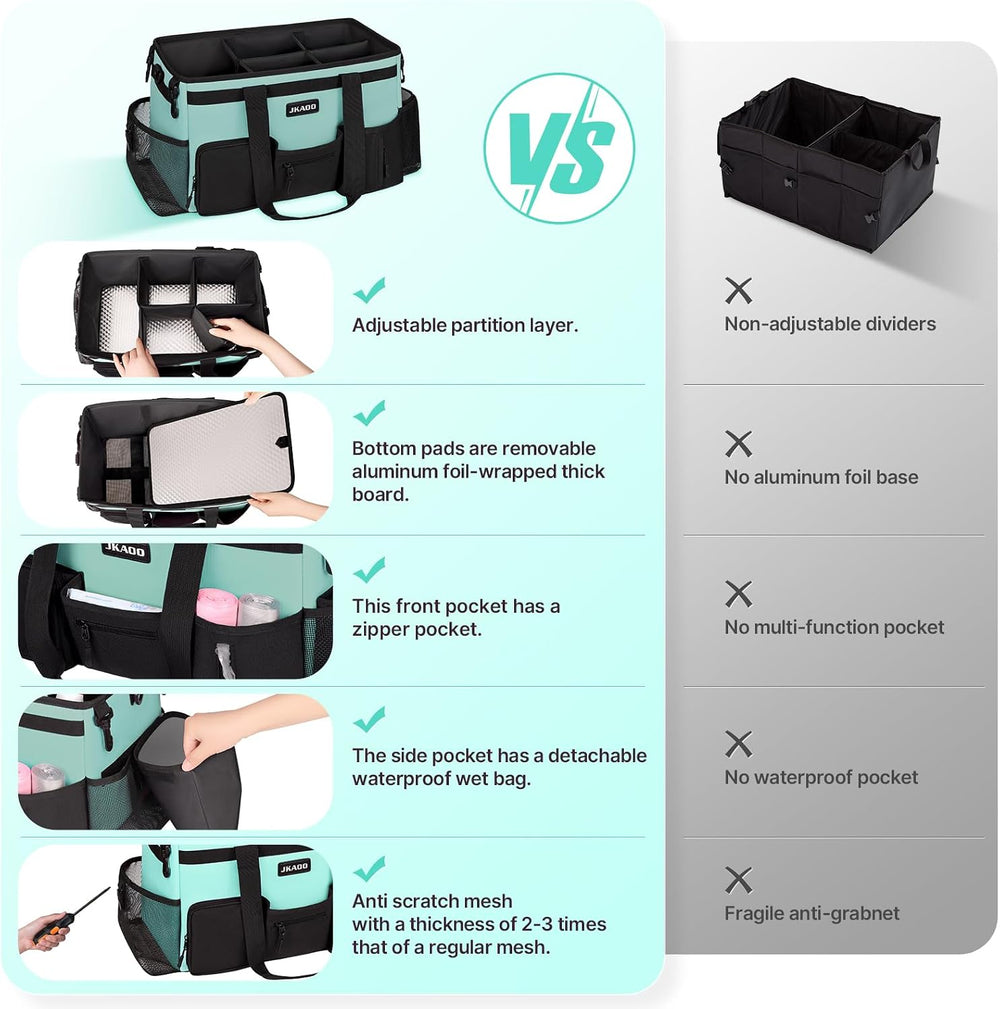 Large Wearable Cleaning Caddy Bag with Handles, Blue Green
