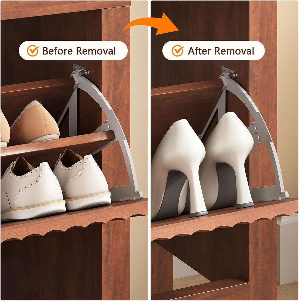 32" Fluted Shoe Cabinet Storage with 3 Flip Drawers for Entryway, Hallway