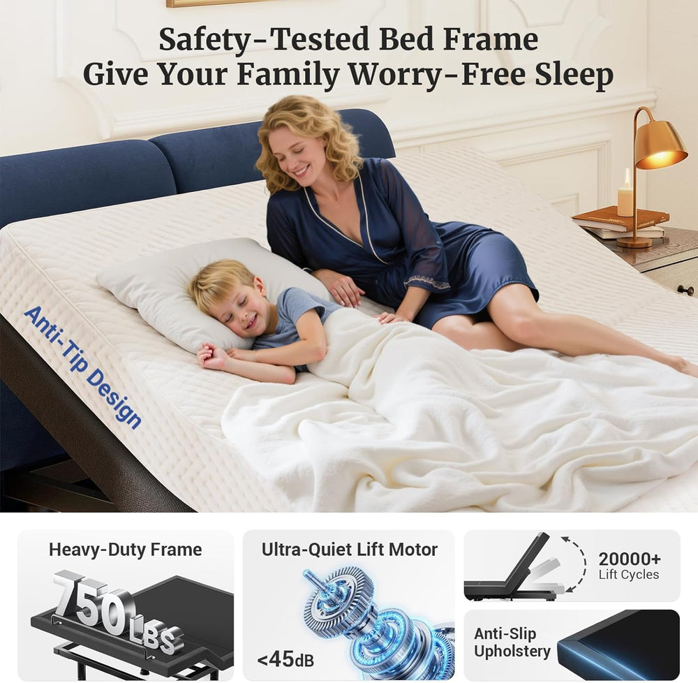 Tami Tami T450 Adjustable Bed Frame Queen with Remote, Ergonomic Adjustable B...