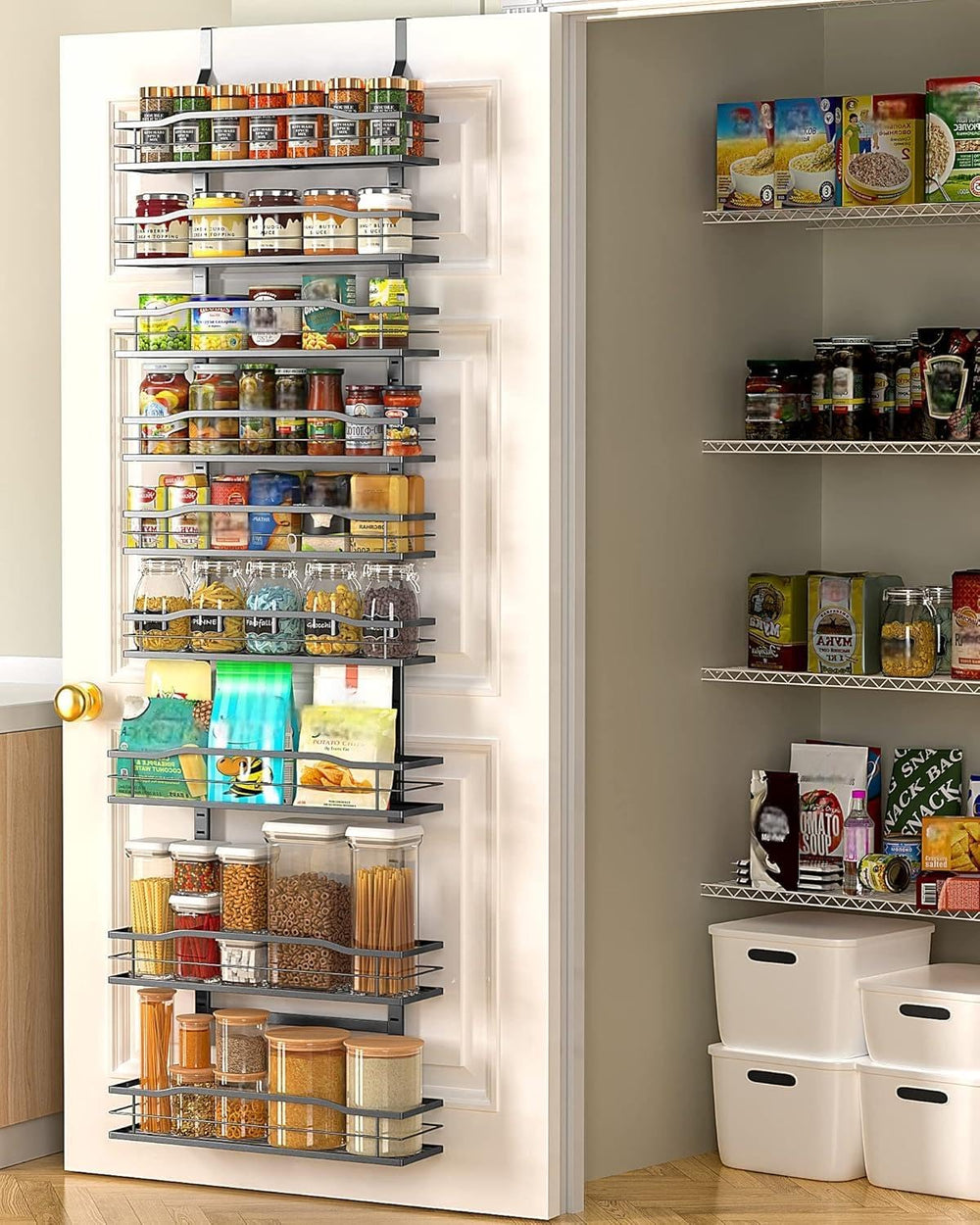 Moforoco 9-Tier Over The Door Pantry Organizer, Pantry Organization and Stora...