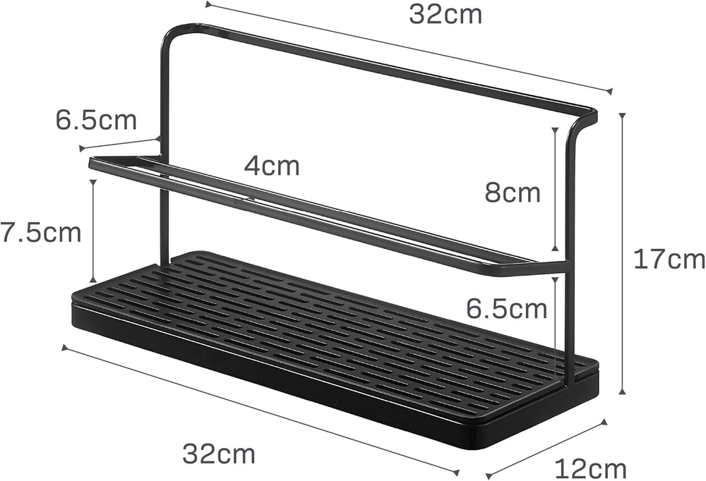 YAMAZAKI Home Two-Tier Bottle Drying Rack with Drainage Tray Stand, Black