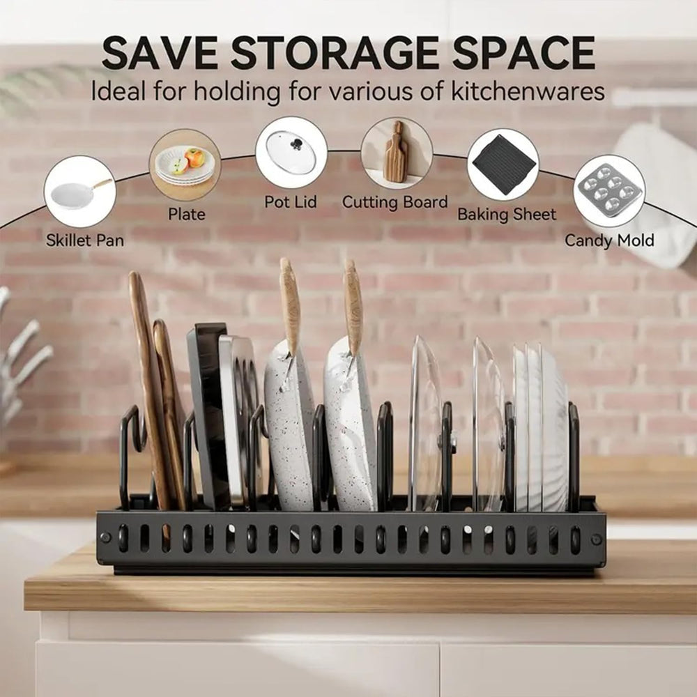 AmoiChic 2 Pack Pull Out Cabinet Organizer for Pots and Pans, Black Storage R...