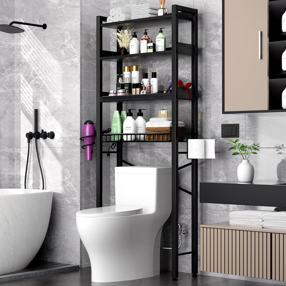 Over The Toilet Storage Cabinet,4 Tier Bathroom Organizer and Storage With Ad...