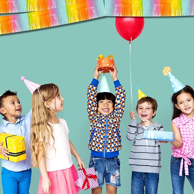 6 Pack 10 Feet Foil Fringe Garland Metallic Tinsel Streamers Banner Wall Hang...