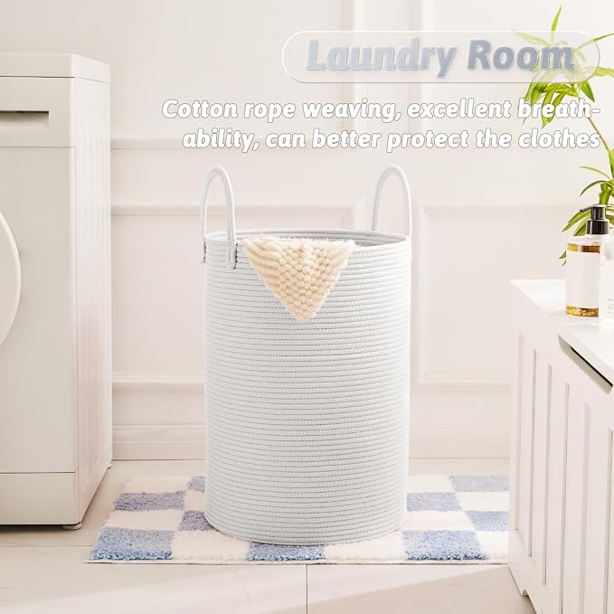 Laundry Basket, Woven Cotton Rope Laundry Hamper, 100L