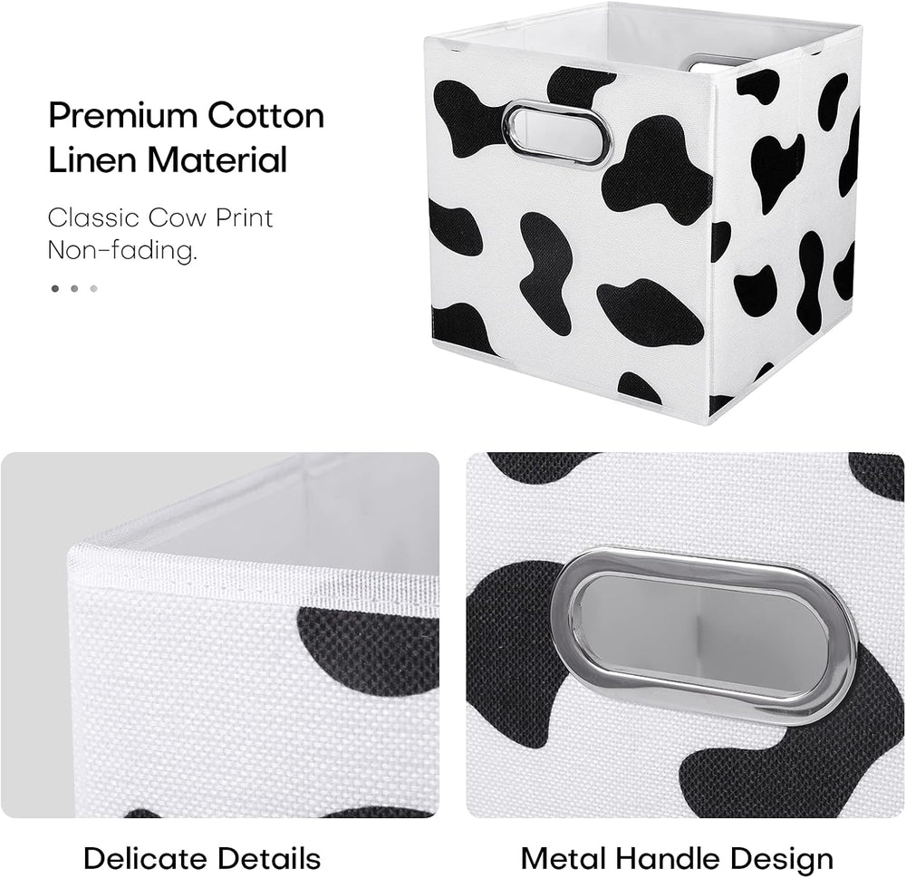 ANMINY Cow Print Cube Storage Bins with Handles, Washable, Collapsible | Cott...