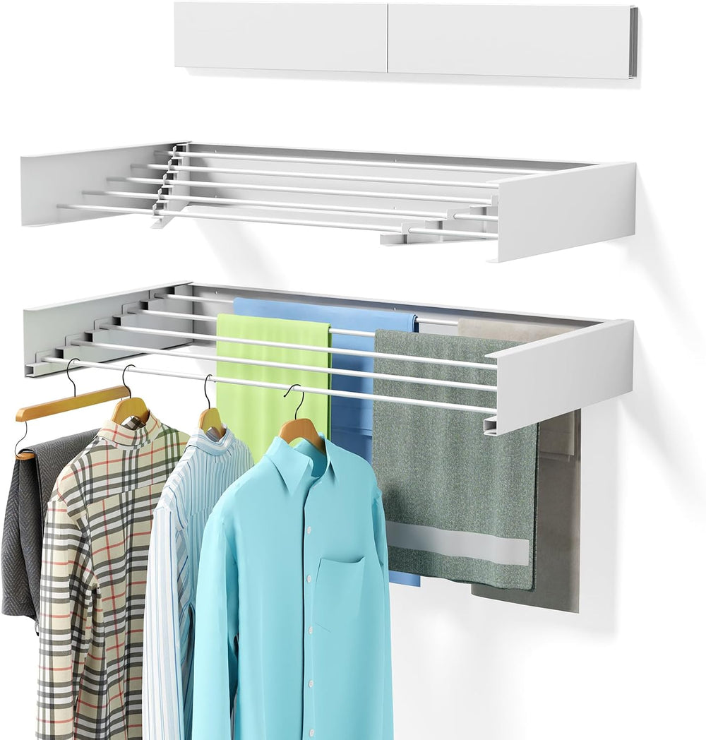 ZMBESUP Wall Mounted Clothes Drying Rack, 31.5" Foldable Collapsible Lau...