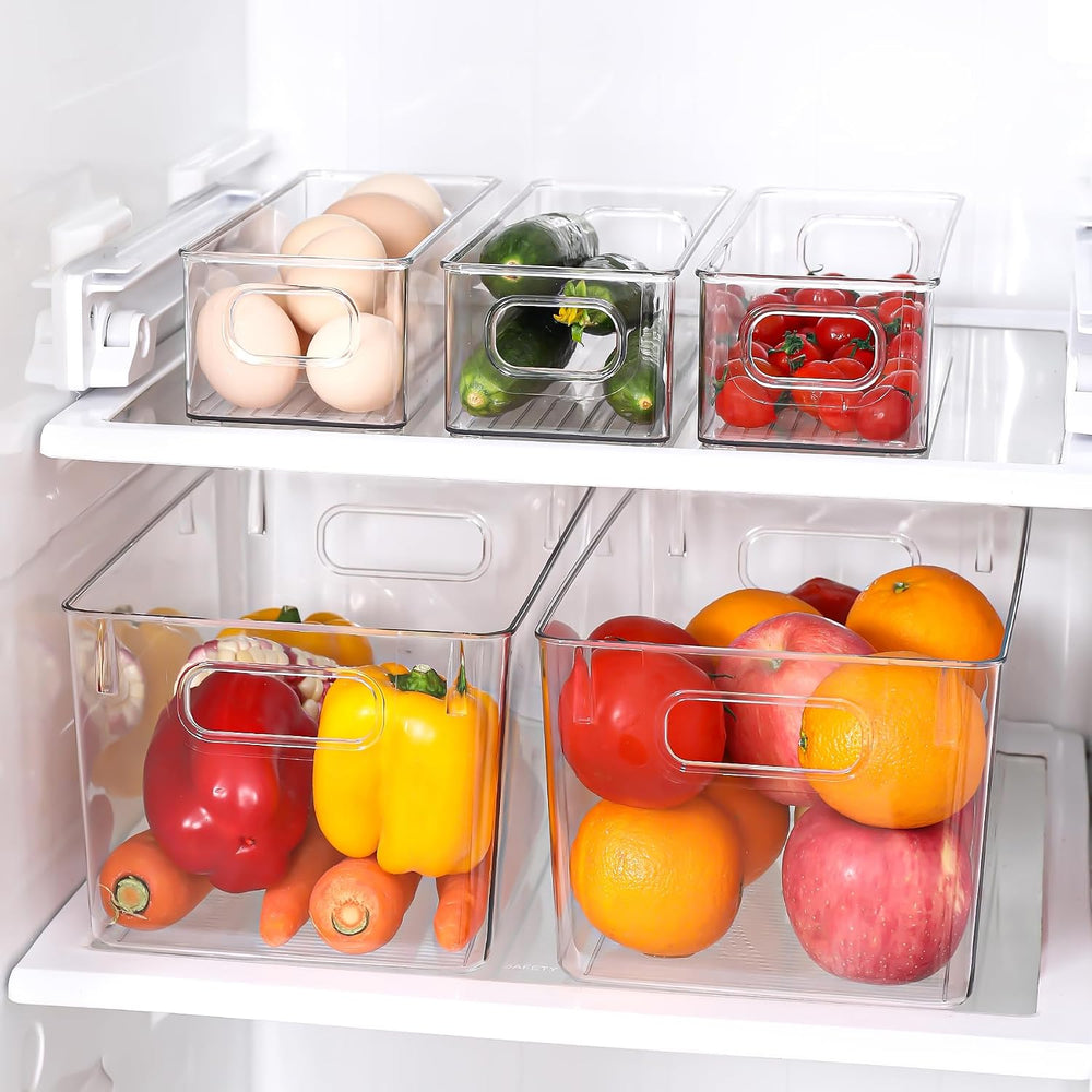 Clear Plastic Storage Bins 8 Pack - Pantry Organizers and Storage, Fridge Org...