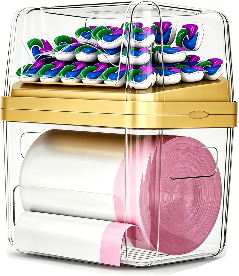 Trash Bag Dispenser Laundry Dishwasher Pods Container, Clear Acrylic Garbage ...