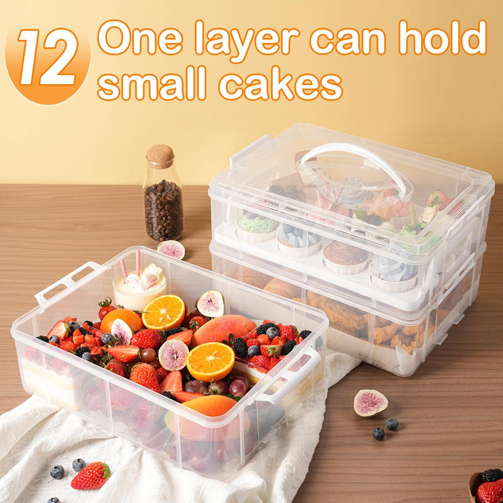 Cupcake Carrier Stackable Storage Container Collapsible Cake Carrier with Lid...