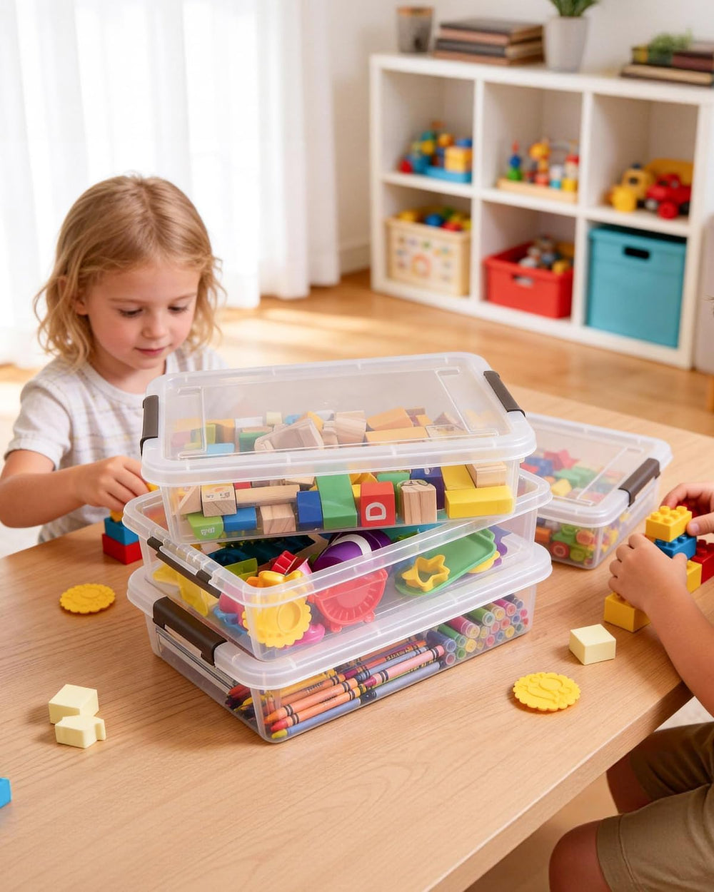 Storage Bins with Lids,6 Quart Clear Sensory Bins,Plastic Bins for Arts Craft...