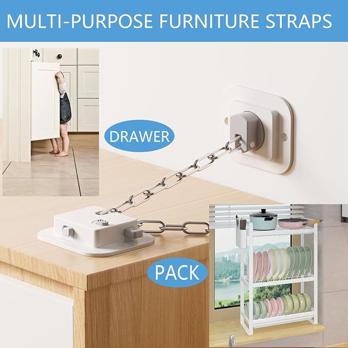 YEYA Anti-Tip No Drill Furniture Anchor (4 Pack)