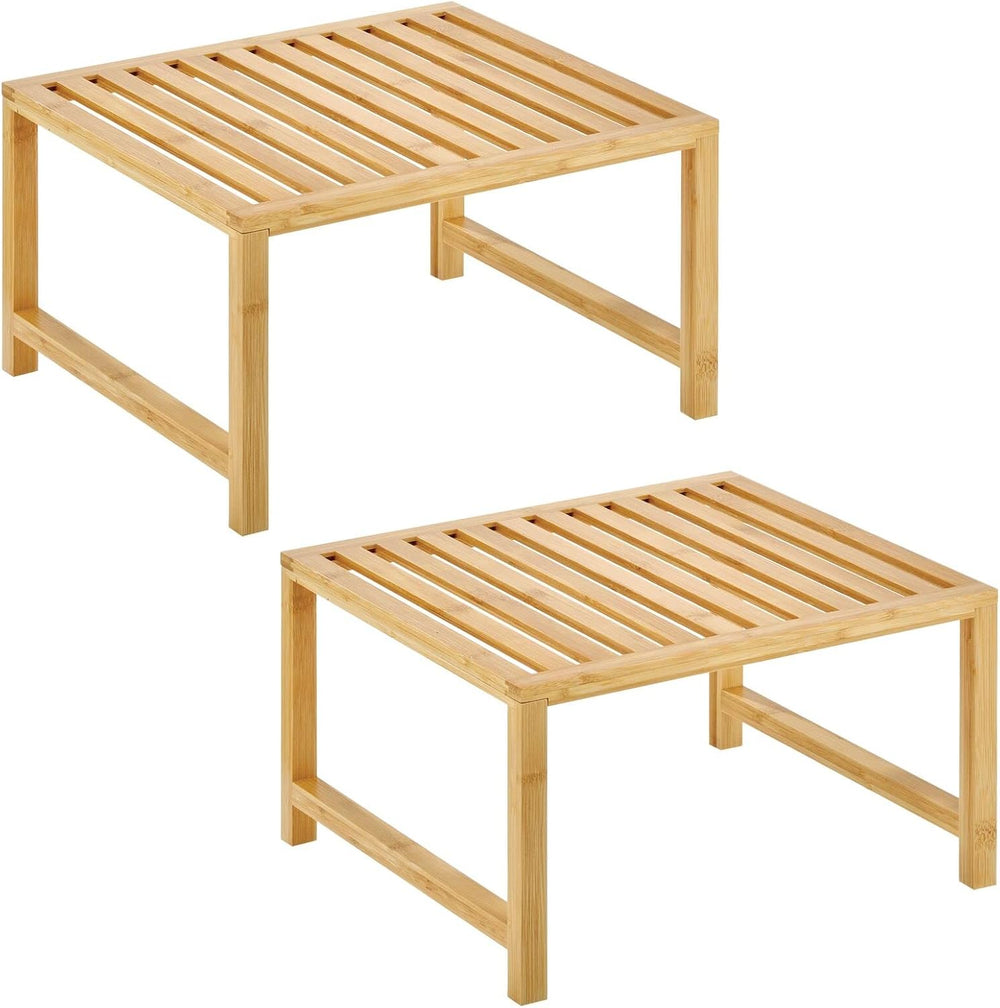 mDesign Wooden Stackable Storage Shelf - Food and Kitchen Organizer for Cabin...