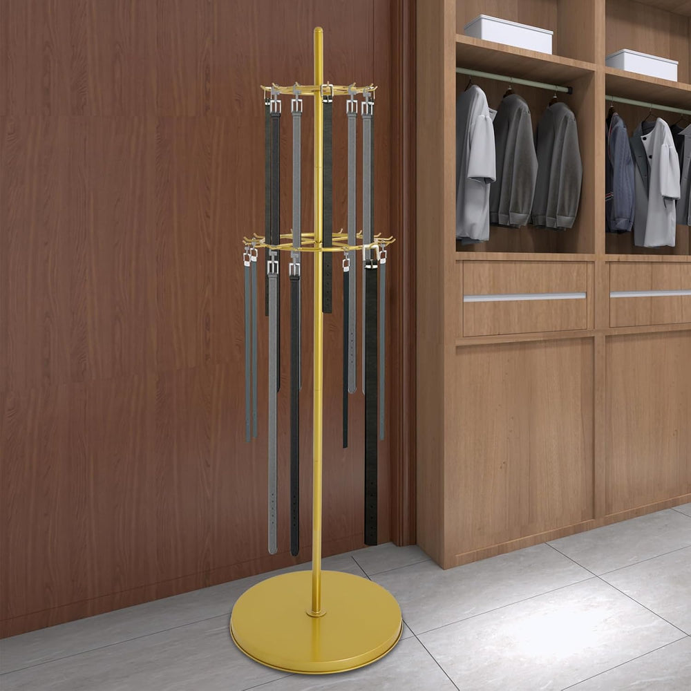 66In Floor Standing Belt Display Stand, Double-Layered Design Belt Hanger wit...