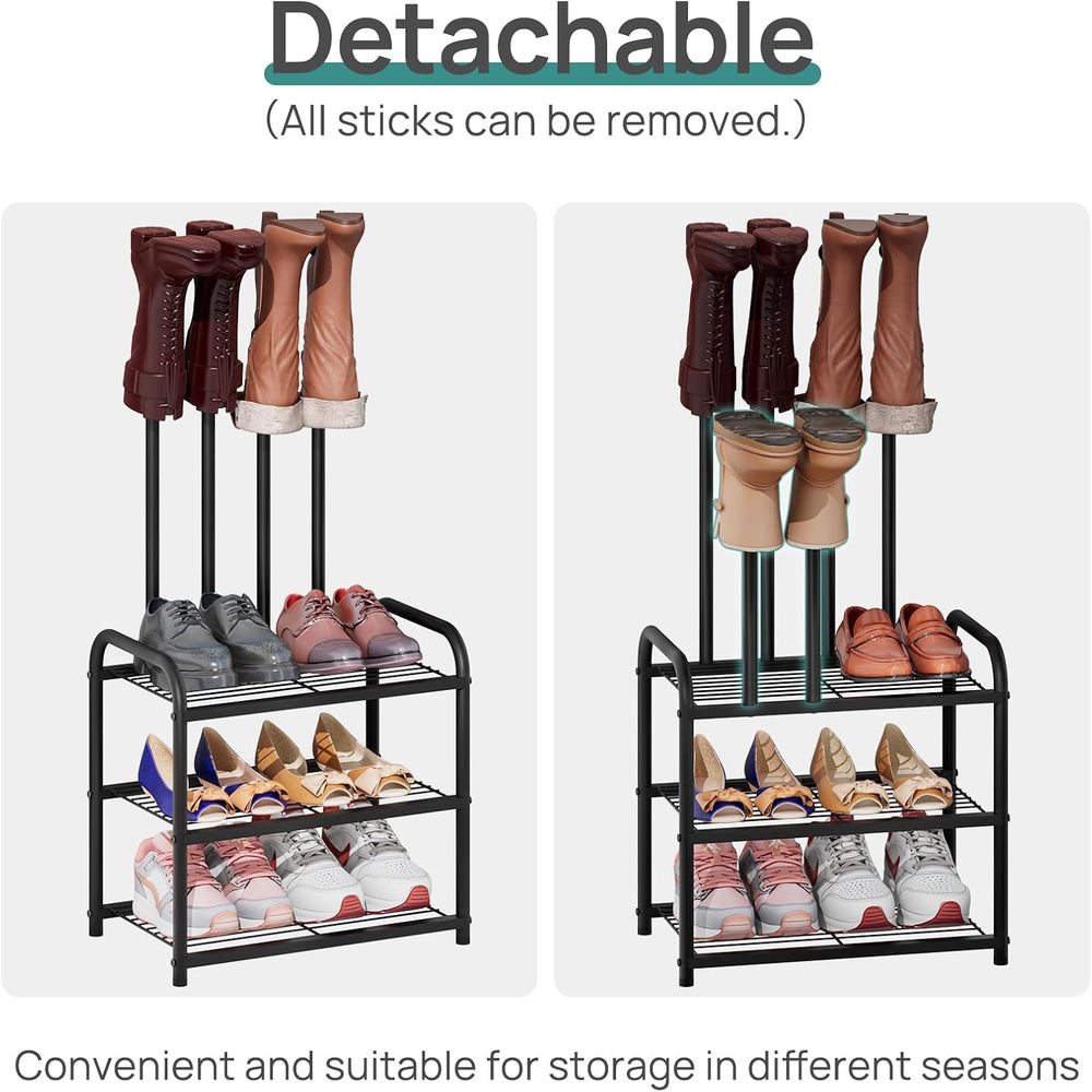 viewcare Black Boot Rack, Small Boot Rack Organizer, Tall Boots with Shoe Rac...