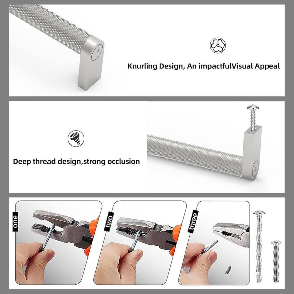 10 Pack Brushed Satin Nickel Cabinet Pulls knurled 3 Inch Hole Centers Kitche...
