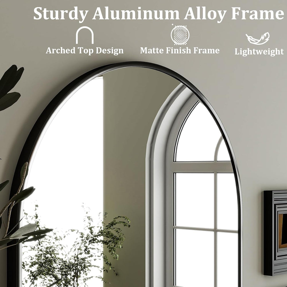 HARRITPURE 20"x30" Arched Bathroom Mirror Wall Mounted Black Arch M...