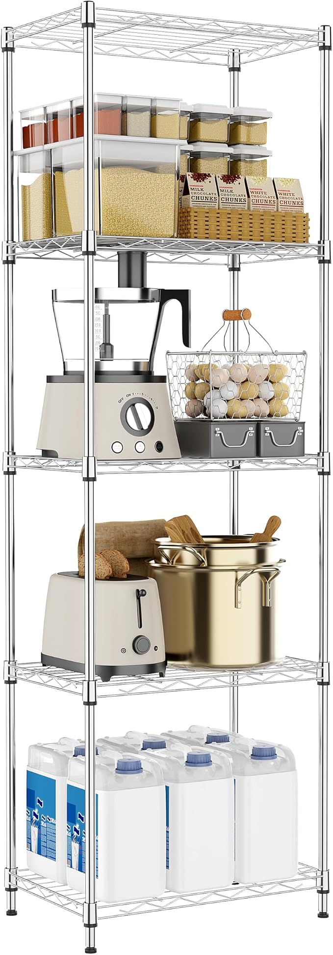 5 Tiers Shelf Metal Storage Shelves Wire Rack Closet Organizers