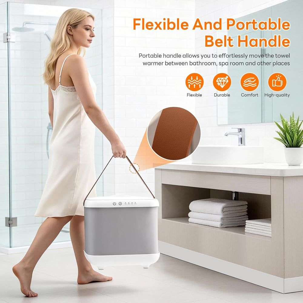 Towel Warmer, 35L Foldable Heated Towel Warmer Bucket for Bathroom, 4 Timer S...