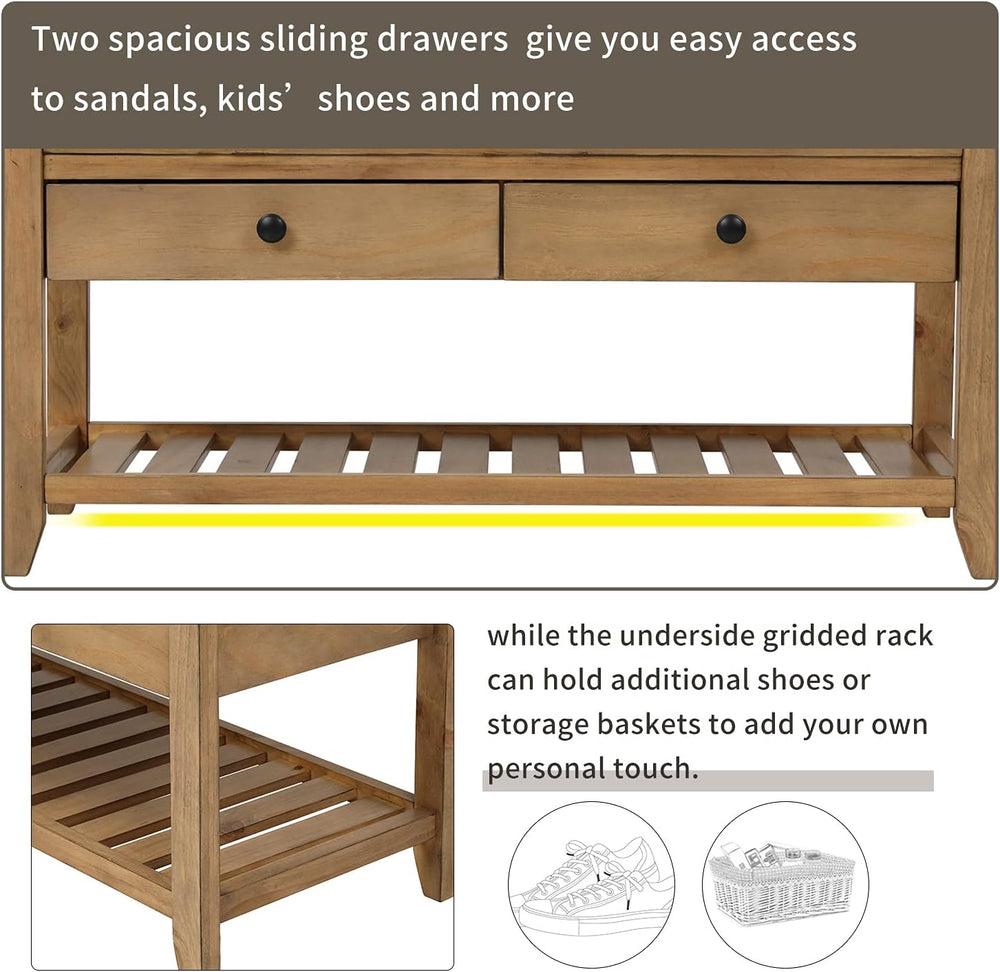 Merax Classic Wood Entryway Bench with Shoe Storge Wood Bench for Hallway Fro...
