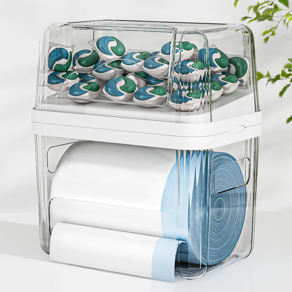 2-in-1 Trash Bag Holder Laundry & Dishwasher Pods Container,Garbage Bag D...