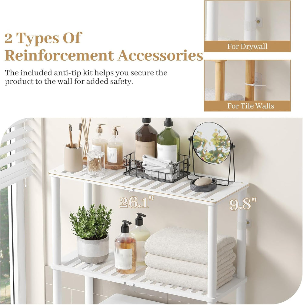 Over The Toilet Storage, Freestanding 2-Tier Bamboo Bathroom Shelves, Above T...