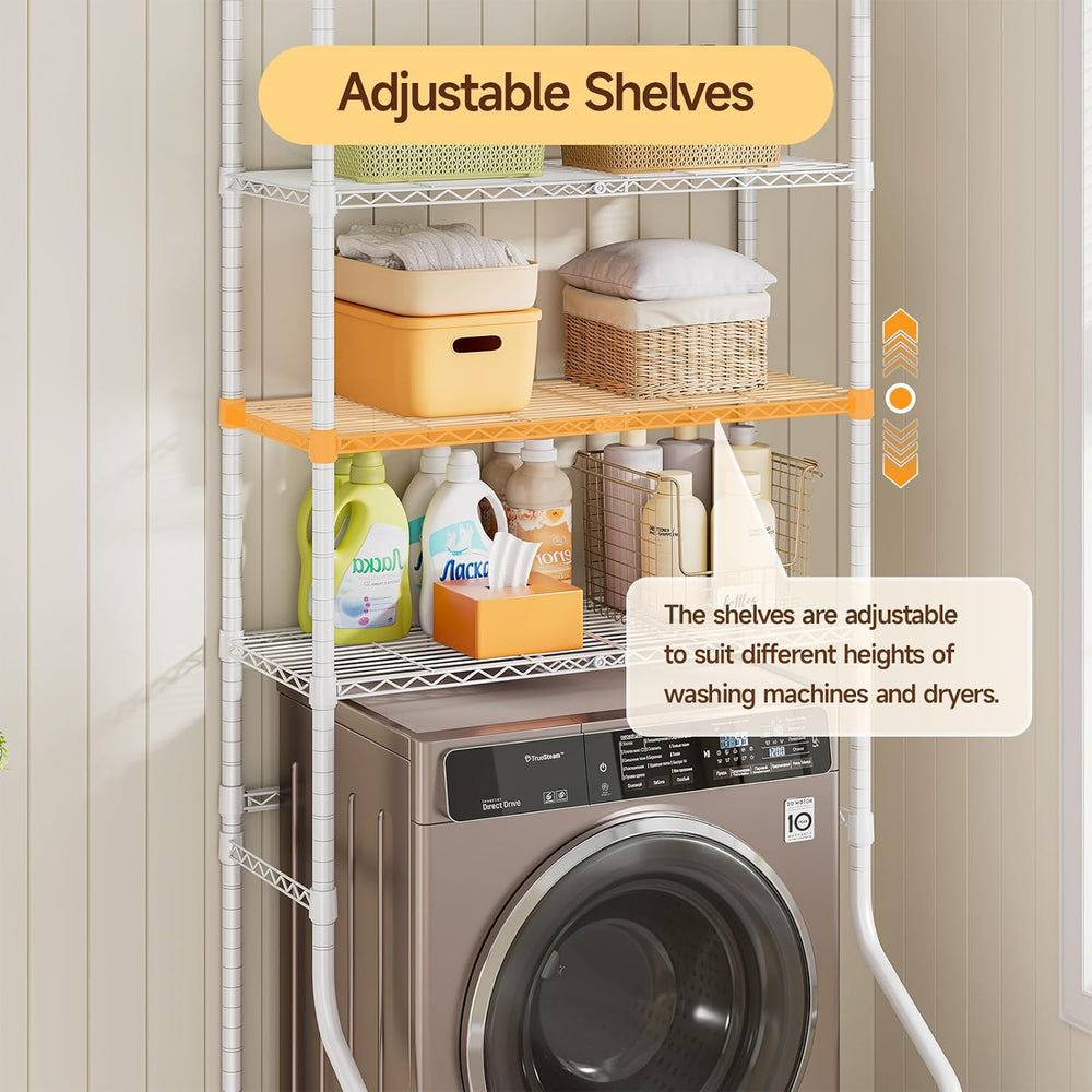 ONBRILL 3 Tiers Expandable Over Washer and Dryer Shelves, White