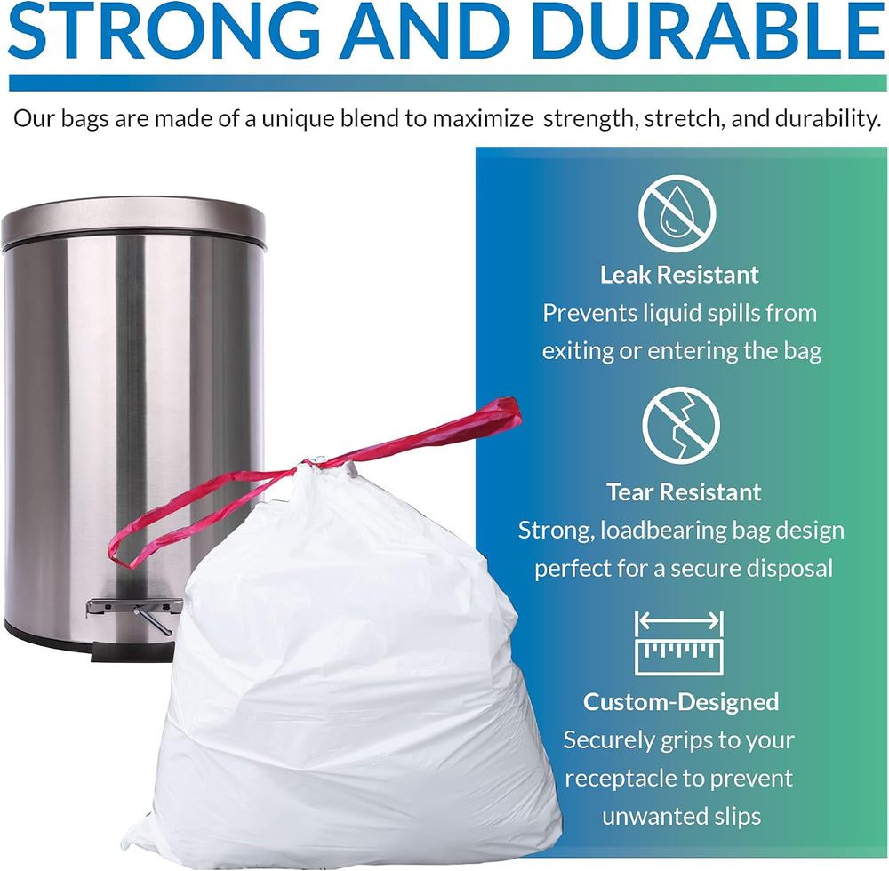 6-10 Gallon Trash Bags Drawstring | 250 Count | 22"x23" | 6, 8, 10 ...