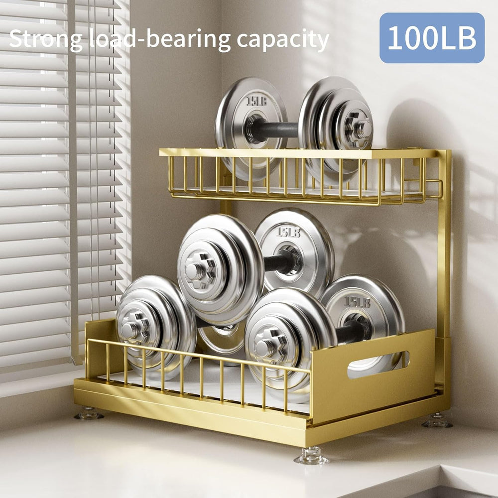 Saydear 2-Pack L-Shaped Under Sink Organizer, 2-Tier Pull-out Cabinet Rack