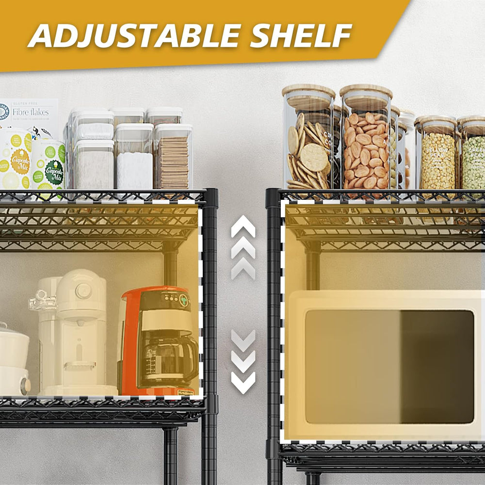 4 Tier Storage Racks Shelving, Heavy Steel Pantry Shelves, Adjustable Wire Sh...