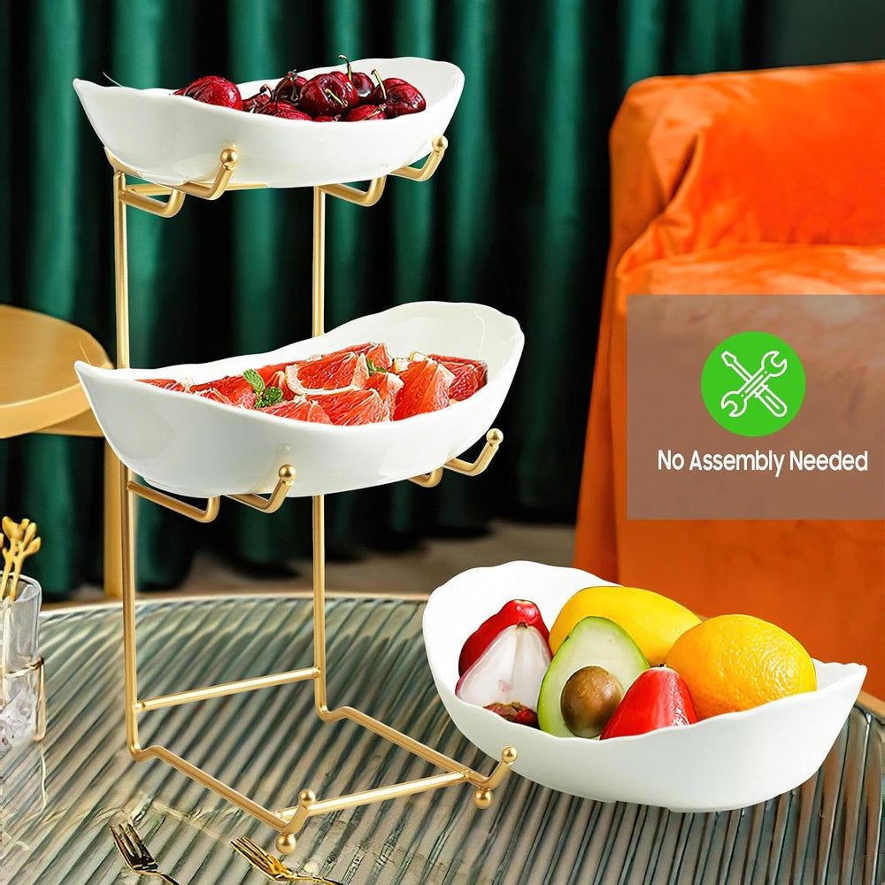 3 Tier Fruit Basket, Ceramic Fruit Bowl for Kitchen Counter 6