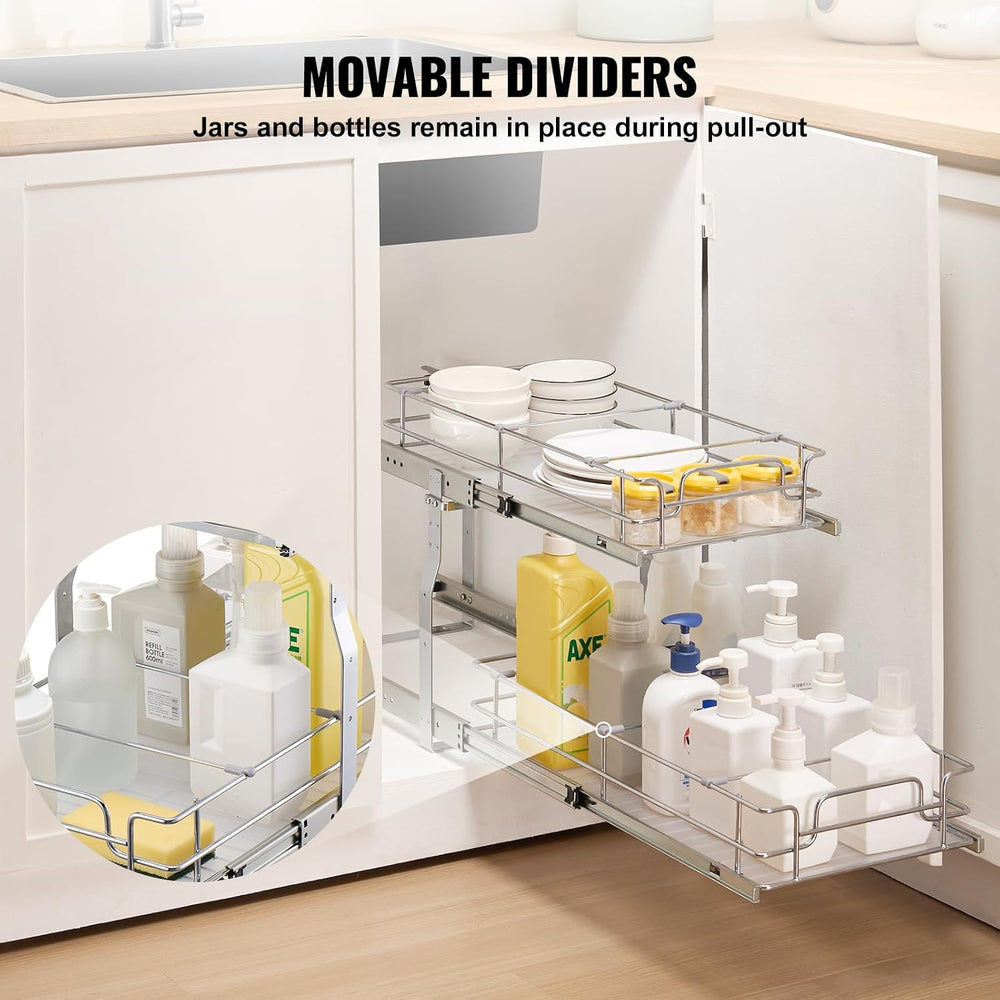 VEVOR Pull Out Cabinet Organizer, 12"W x 21"Dx15.2"H Heavy Dut...