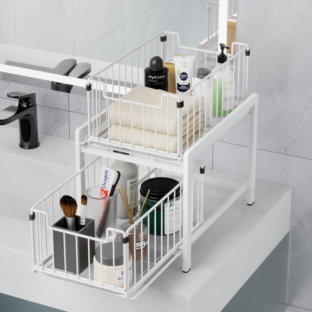 2-Tier Pull Out Cabinet Organizer, Slide Out Under Sink Organizer