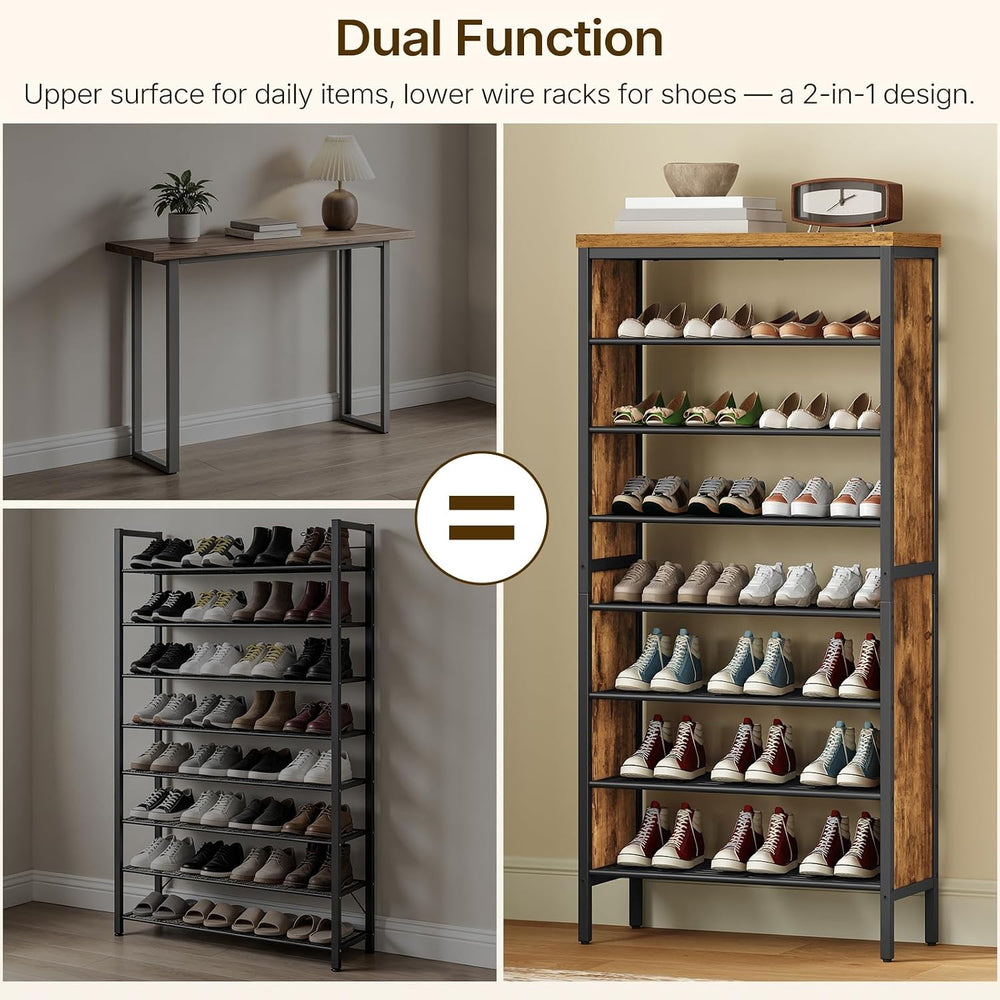 YATINEY 8-Tier Tall Shoe Rack, Large Shoe Storage Organizer for Closet