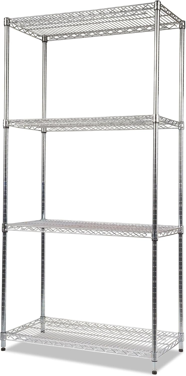 Alera NSF Certified Industrial Four-Shelf Wire Shelving Kit, 36w x 18d x 72h,...