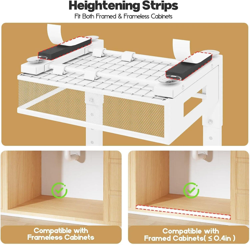 Under Sink Organizer, 2-Tier Dual Pull Out Cabinet Organizer Drawers With Smo...