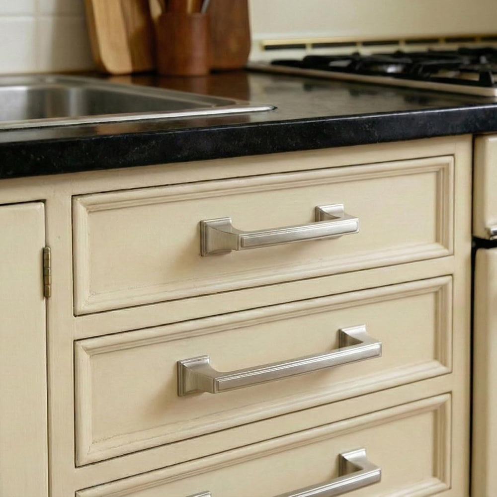 Liron Hardware 10 Pack Brushed Nickel 96mm Cabinet Handles for Kitchen