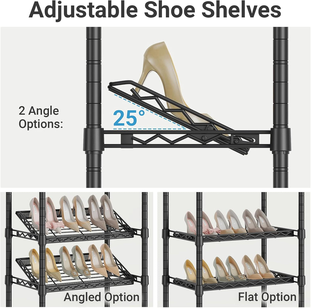 VIPEK S20 Heavy Duty Clothes Rack with 7-Tiers Shoe Shelves, Black