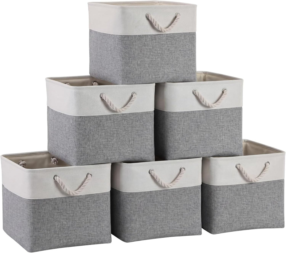 13×15×13 Inch Foldable Fabric Storage Basket with Handles (6 Pack)