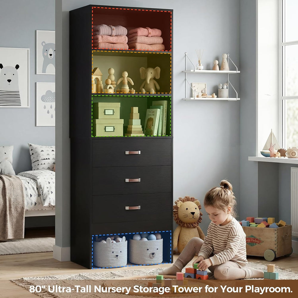 Freestanding 1.8FT Closet System with Leather Handles for Small Space Black