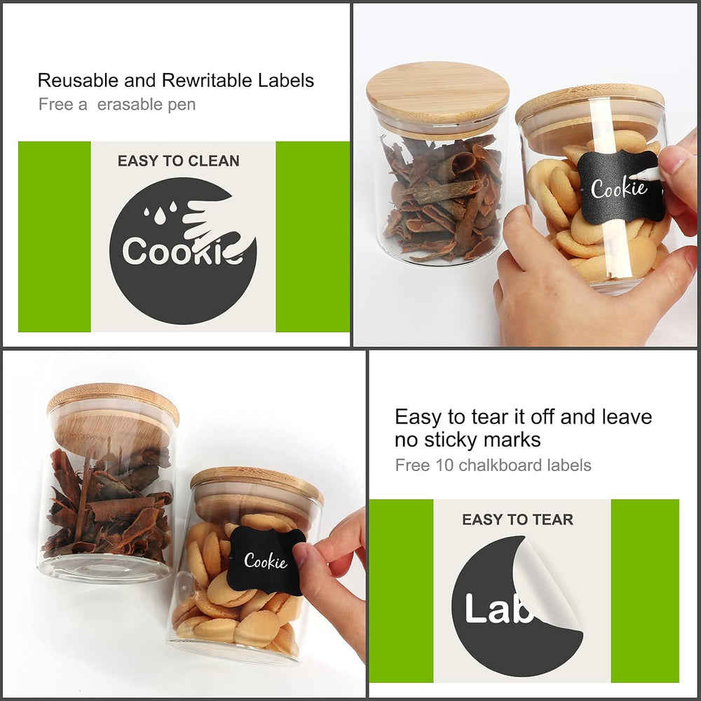 DHSBTLS 9 Pack 12 oz Glass Jars with Airtight Bamboo Lids for Kitchen