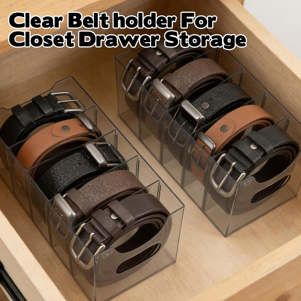 3 Pack Acrylic Belt Storage Organizer Clear Stackable Belt Storage Holder Pur...
