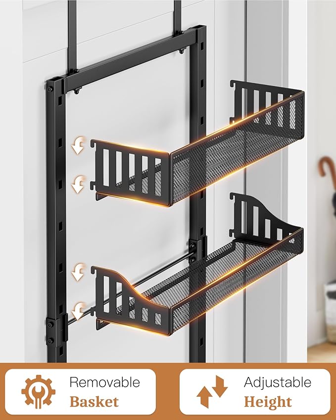 8-Tier Over the Door Pantry Organizer, Large Metal Door Spice Rack