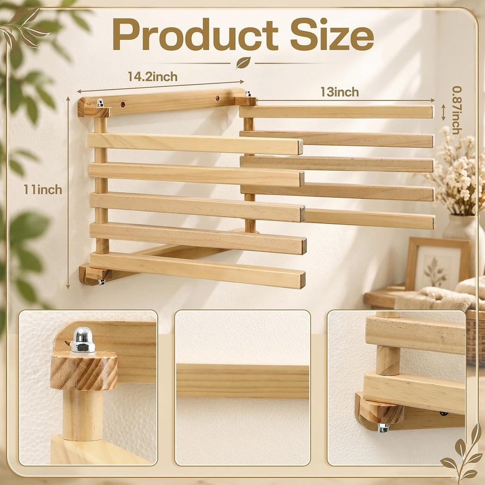 Novabright 1 Pcs Wood Foldable Wall Mounted Drying Rack, Original