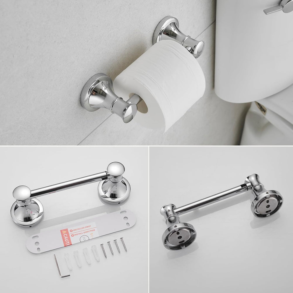 Pivoting Toilet Paper Holder and Hand Towel Ring, Polished Chrome